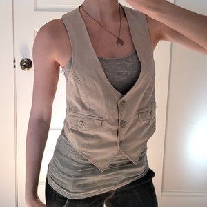 Imperial Star Cream Pinstripe Vest with Floral Lining